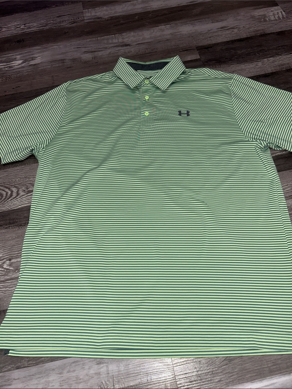 Under Armour Light Green and White Striped Polo